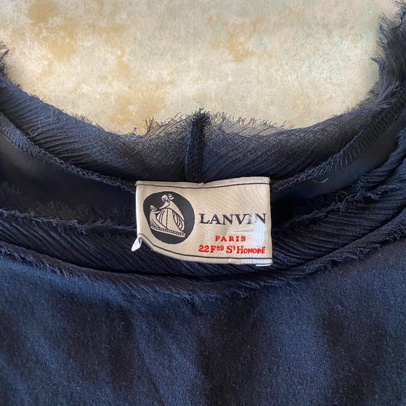 Lanvin 22 F St Honore Black Silk and Jersey T Shirt Dress w/bow Size XS - Picture 2 of 5